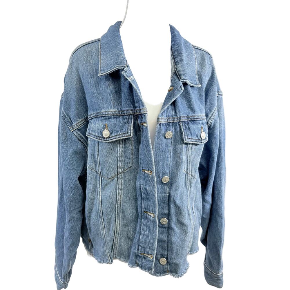 AllSaints cropped oversized denim jacket, size 2